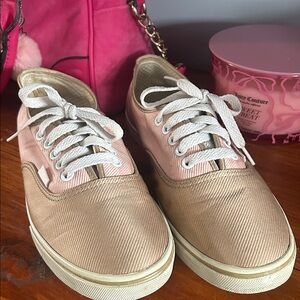 Vans Retro Pink and Tan Canvas Sneakers